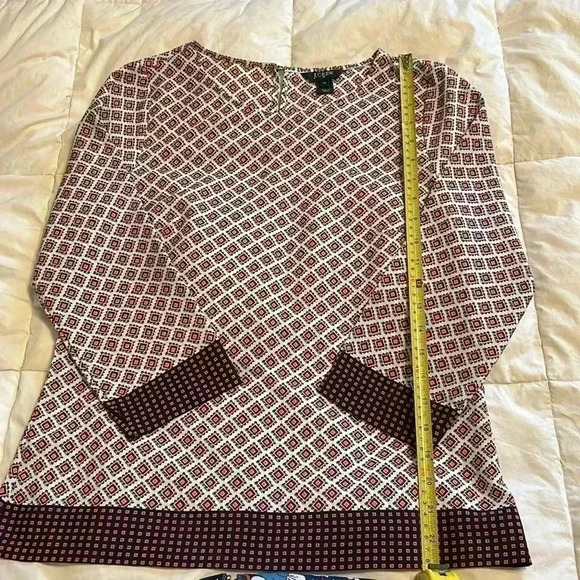 J.Crew Woman Floulard Geometric Print Blouse 3/4 Quarter Sleeve Size X-Small - Picture 5 of 9